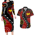 australia-indigenous-couples-matching-long-sleeve-bodycon-dress-and-hawaiian-shirt-vote-yes-aboriginal-flag-color