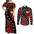 australia-indigenous-couples-matching-off-shoulder-maxi-dress-and-long-sleeve-button-shirts-vote-yes-aboriginal-flag-color