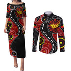 australia-indigenous-couples-matching-puletasi-dress-and-long-sleeve-button-shirts-vote-yes-aboriginal-flag-color