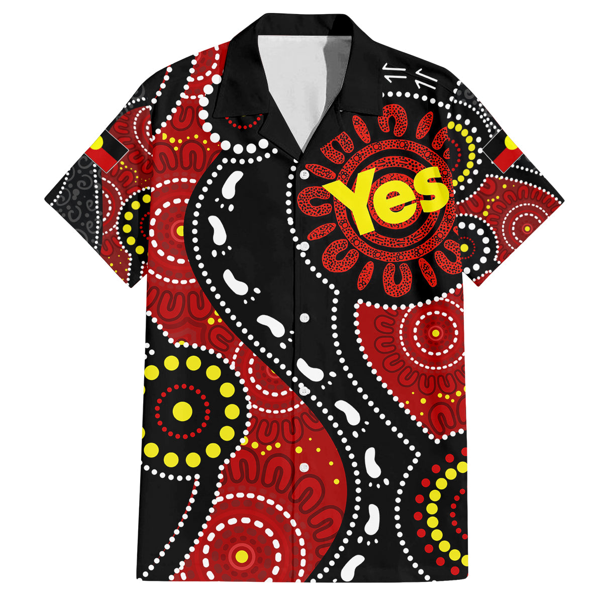 australia-indigenous-kid-hawaiian-shirt-vote-yes-aboriginal-flag-color