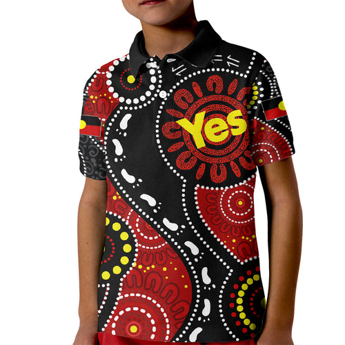 australia-indigenous-kid-polo-shirt-vote-yes-aboriginal-flag-color
