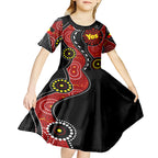 australia-indigenous-kid-short-sleeve-dress-vote-yes-aboriginal-flag-color
