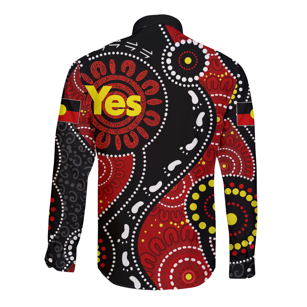 australia-indigenous-long-sleeve-button-shirt-vote-yes-aboriginal-flag-color