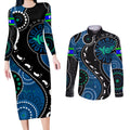 australia-indigenous-couples-matching-long-sleeve-bodycon-dress-and-long-sleeve-button-shirts-vote-yes-aboriginal-torres-strait
