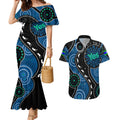 australia-indigenous-couples-matching-mermaid-dress-and-hawaiian-shirt-vote-yes-aboriginal-torres-strait