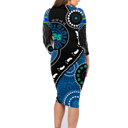 australia-indigenous-family-matching-long-sleeve-bodycon-dress-and-hawaiian-shirt-vote-yes-aboriginal-torres-strait