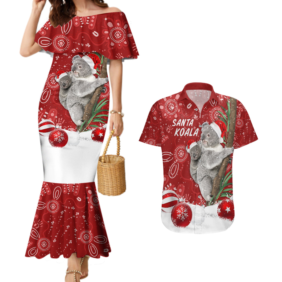 australia-christmas-aboriginal-couples-matching-mermaid-dress-and-hawaiian-shirt-santa-koala-ver01