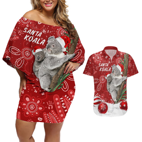australia-christmas-aboriginal-couples-matching-off-shoulder-short-dress-and-hawaiian-shirt-santa-koala-ver01