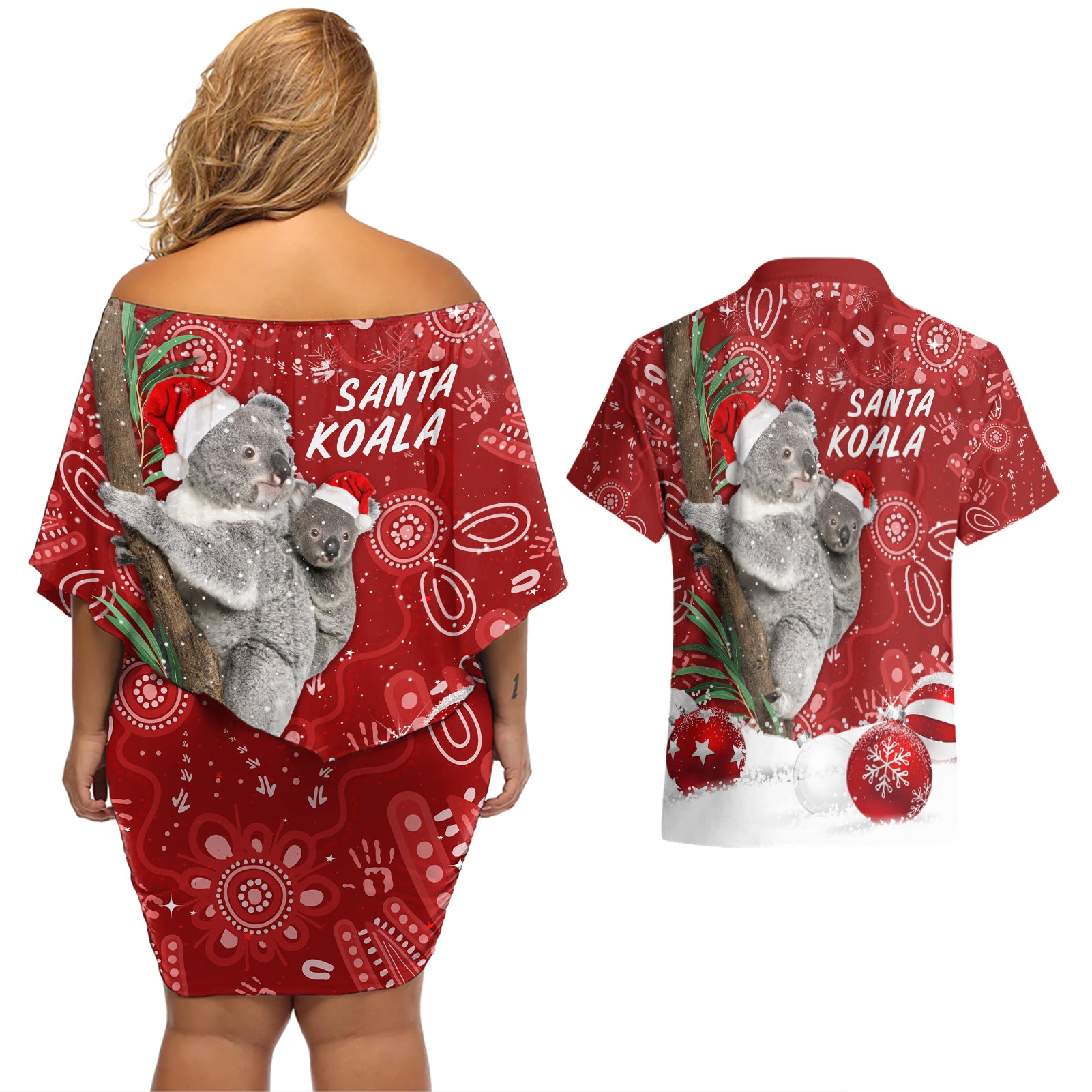 australia-christmas-aboriginal-couples-matching-off-shoulder-short-dress-and-hawaiian-shirt-santa-koala-ver01
