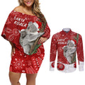 australia-christmas-aboriginal-couples-matching-off-shoulder-short-dress-and-long-sleeve-button-shirt-santa-koala-ver01