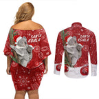 australia-christmas-aboriginal-couples-matching-off-shoulder-short-dress-and-long-sleeve-button-shirt-santa-koala-ver01