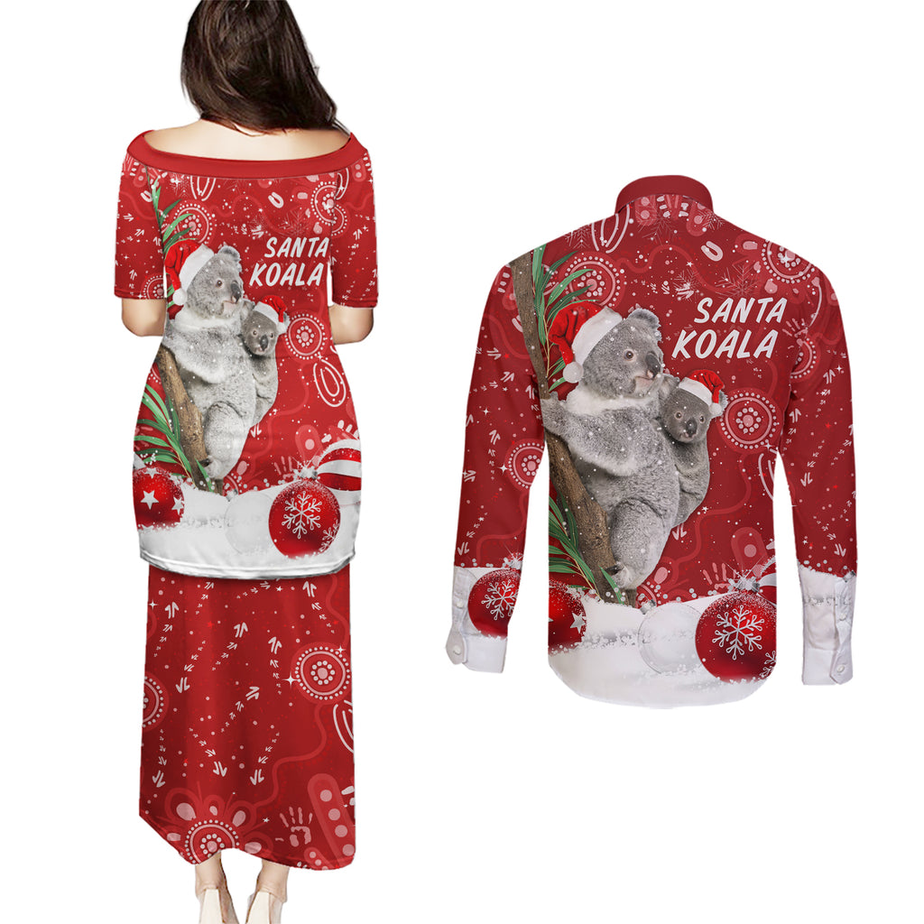 australia-christmas-aboriginal-couples-matching-puletasi-dress-and-long-sleeve-button-shirt-santa-koala-ver01