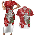 australia-christmas-aboriginal-couples-matching-short-sleeve-bodycon-dress-and-hawaiian-shirt-santa-koala-ver01