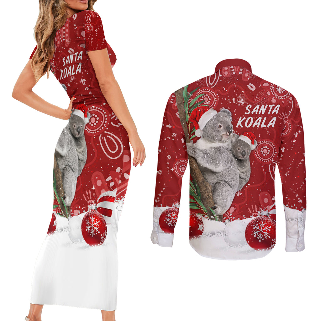 australia-christmas-aboriginal-couples-matching-short-sleeve-bodycon-dress-and-long-sleeve-button-shirt-santa-koala-ver01