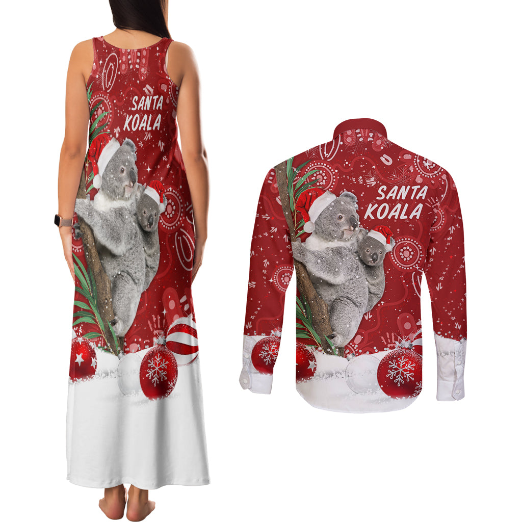 australia-christmas-aboriginal-couples-matching-tank-maxi-dress-and-long-sleeve-button-shirt-santa-koala-ver01