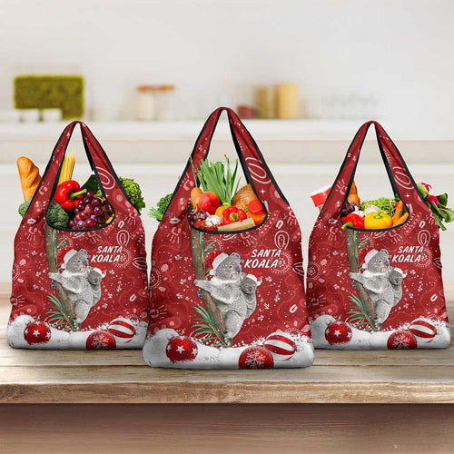 Australia Christmas Aboriginal Grocery Bag Santa Koala Ver01