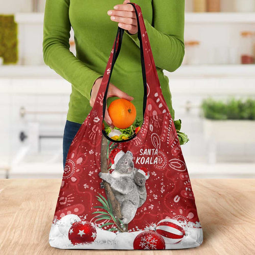 Australia Christmas Aboriginal Grocery Bag Santa Koala Ver01