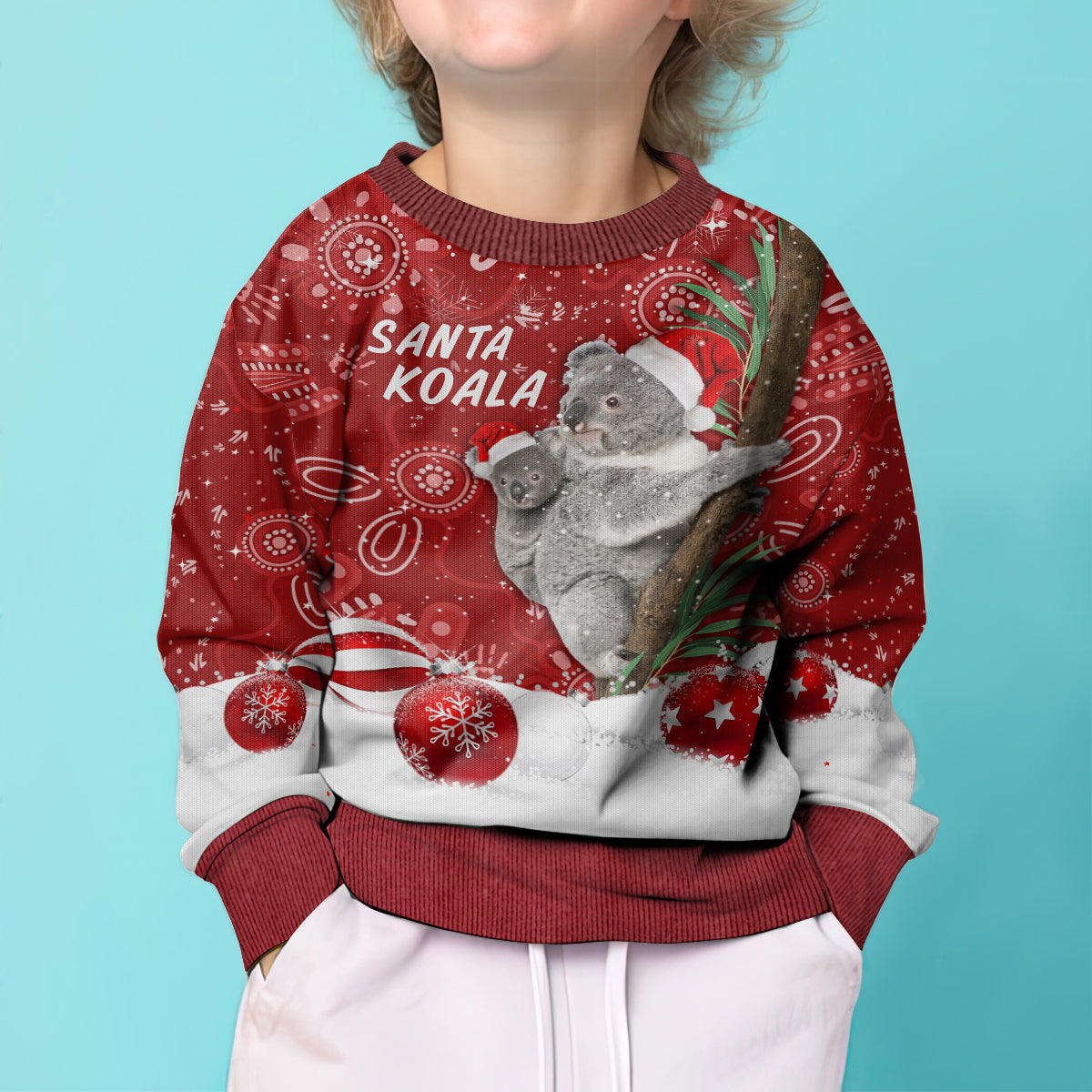 australia-christmas-aboriginal-kid-ugly-christmas-sweater-santa-koala-ver01
