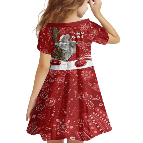 australia-christmas-aboriginal-kid-short-sleeve-dress-santa-koala-ver01
