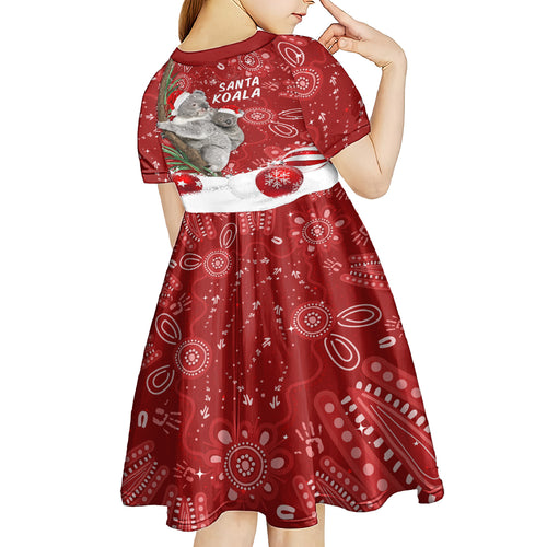 australia-christmas-aboriginal-kid-short-sleeve-dress-santa-koala-ver01