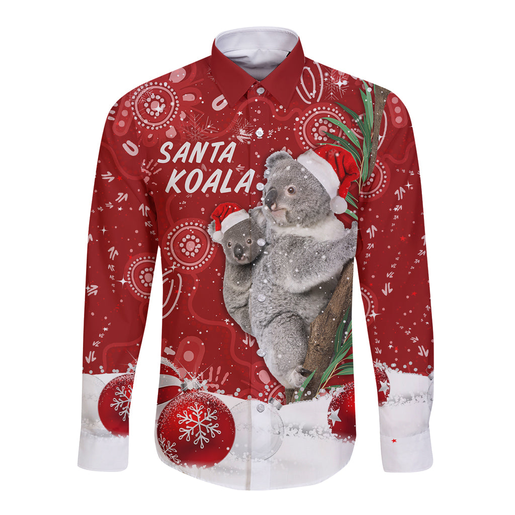 australia-christmas-aboriginal-long-sleeve-button-shirt-santa-koala-ver01