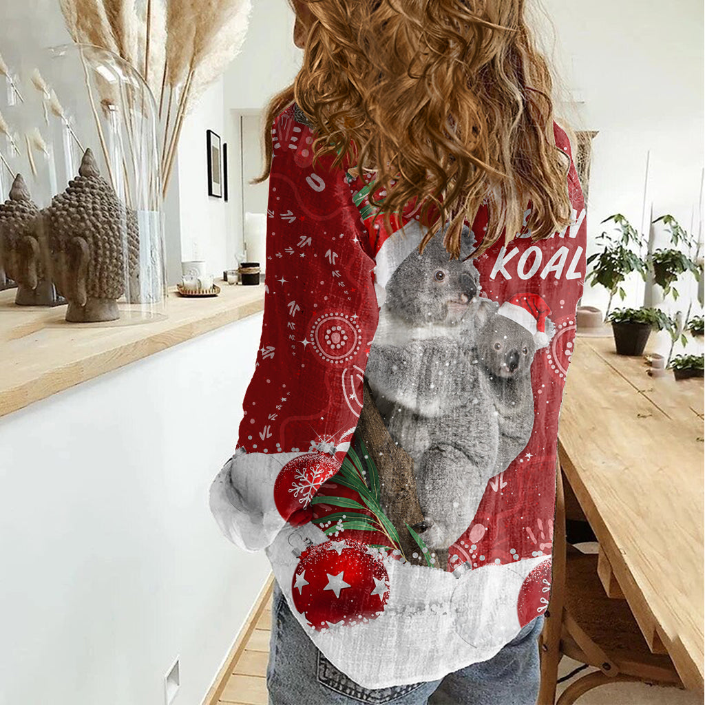 australia-christmas-aboriginal-women-casual-shirt-santa-koala-ver01