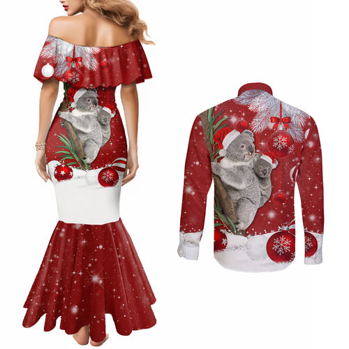 australia-christmas-couples-matching-mermaid-dress-and-long-sleeve-button-shirt-santa-koala-ver02