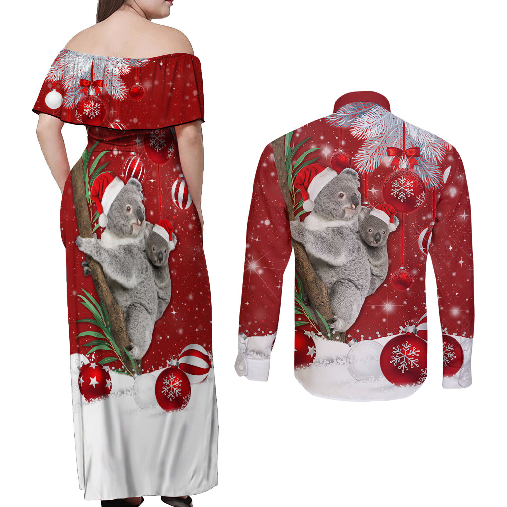 australia-christmas-couples-matching-off-shoulder-maxi-dress-and-long-sleeve-button-shirt-santa-koala-ver02