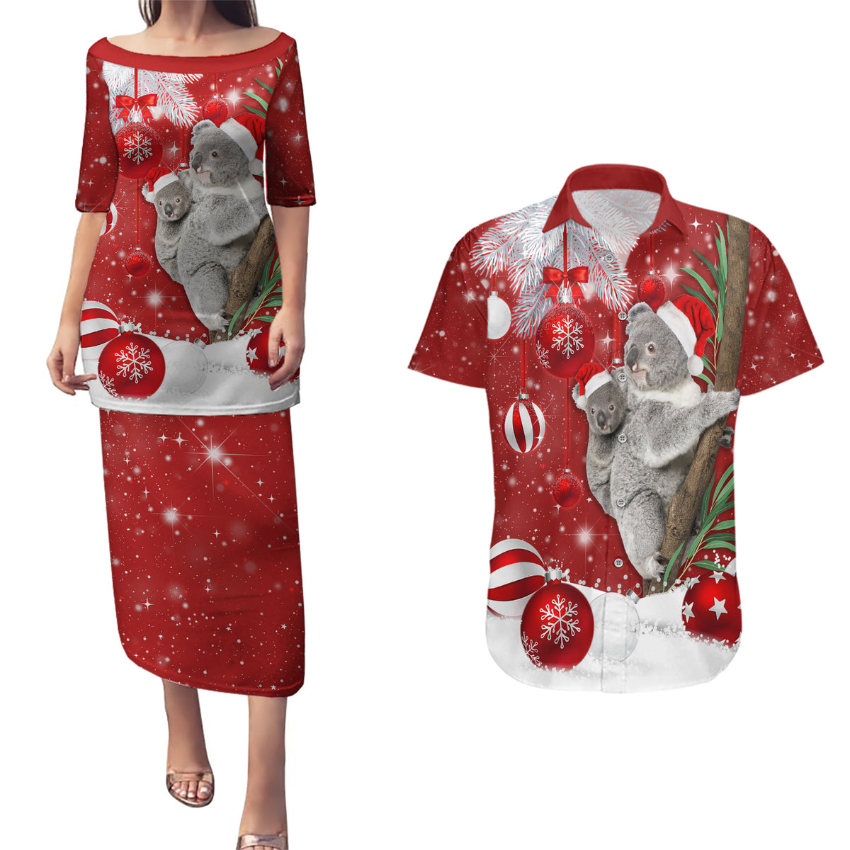 australia-christmas-couples-matching-puletasi-dress-and-hawaiian-shirt-santa-koala-ver02