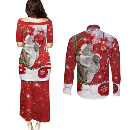 australia-christmas-couples-matching-puletasi-dress-and-long-sleeve-button-shirt-santa-koala-ver02