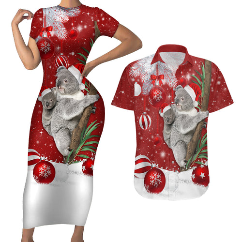 australia-christmas-couples-matching-short-sleeve-bodycon-dress-and-hawaiian-shirt-santa-koala-ver02