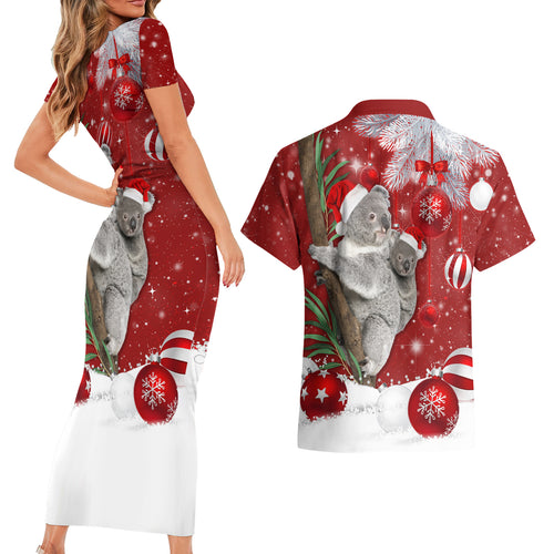 australia-christmas-couples-matching-short-sleeve-bodycon-dress-and-hawaiian-shirt-santa-koala-ver02