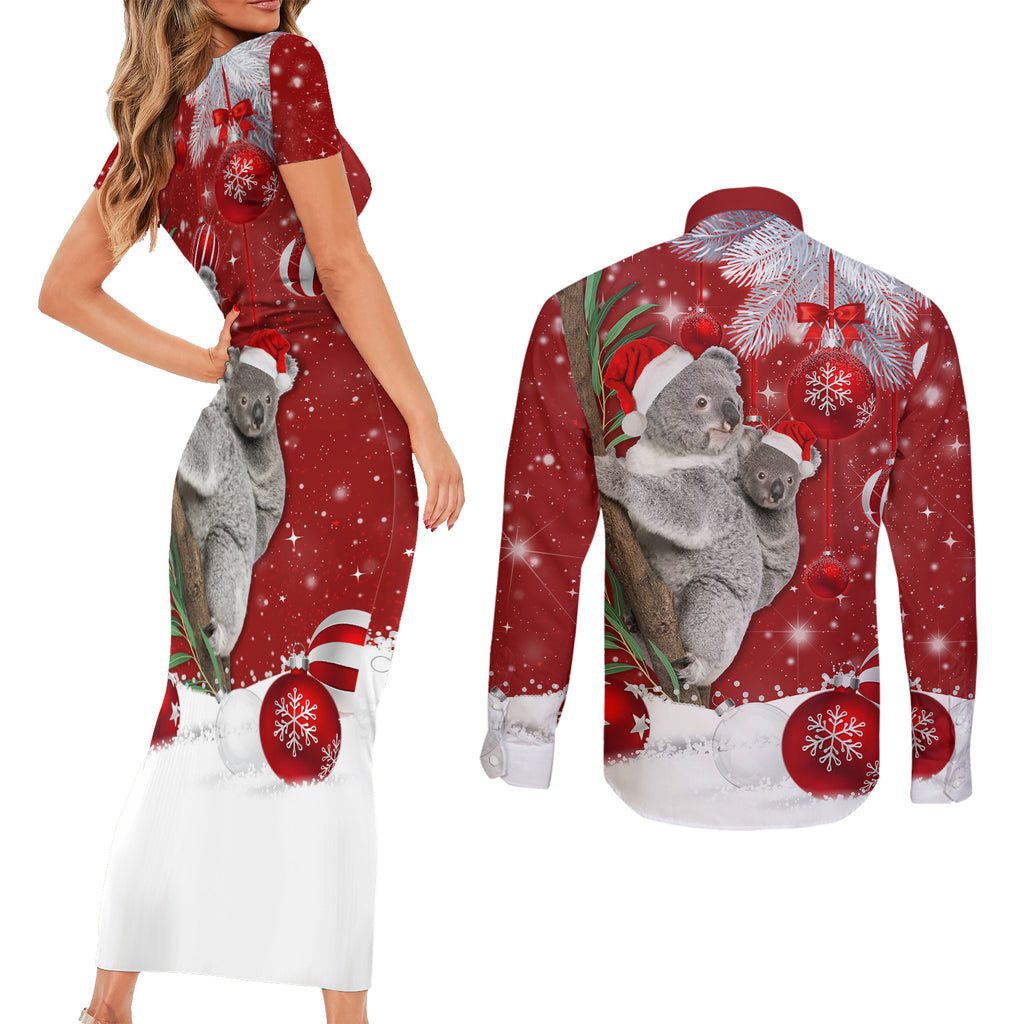 australia-christmas-couples-matching-short-sleeve-bodycon-dress-and-long-sleeve-button-shirt-santa-koala-ver02