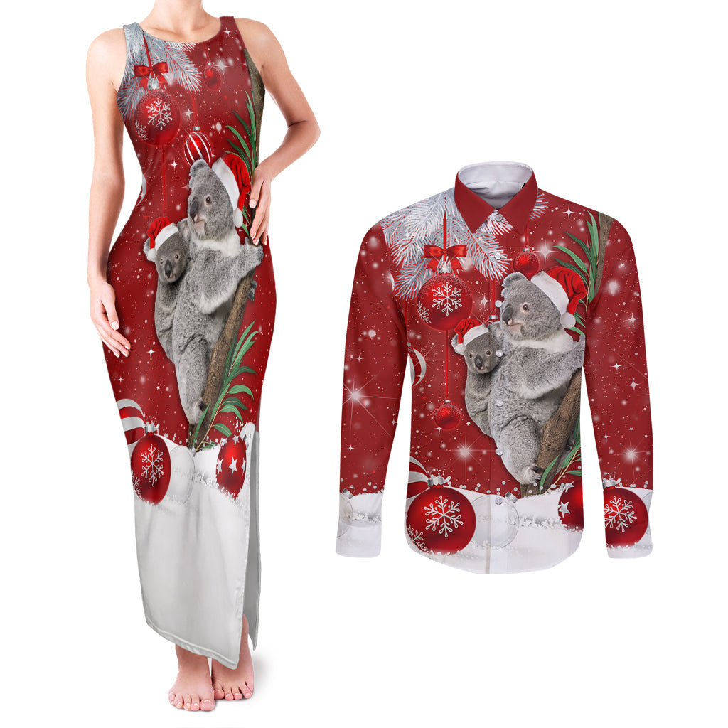 australia-christmas-couples-matching-tank-maxi-dress-and-long-sleeve-button-shirt-santa-koala-ver02