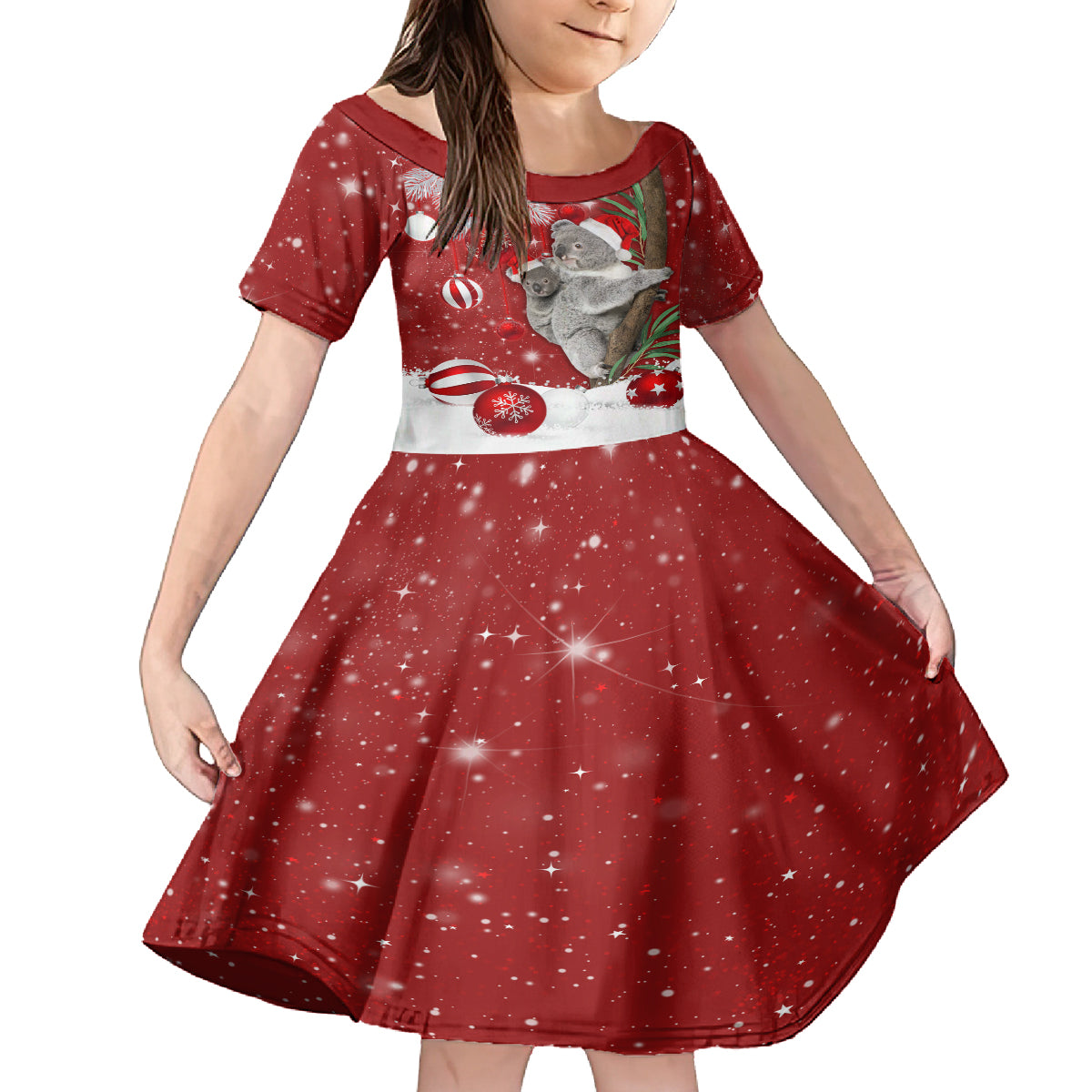 australia-christmas-kid-short-sleeve-dress-santa-koala-ver02