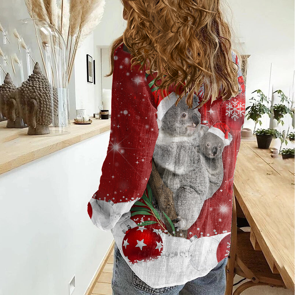 australia-christmas-women-casual-shirt-santa-koala-ver02