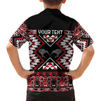 Personalised Taniko Motifs Aotearoa Family Matching Long Sleeve Bodycon Dress and Hawaiian Shirt Waitangi Kowhaiwhai Kiwi