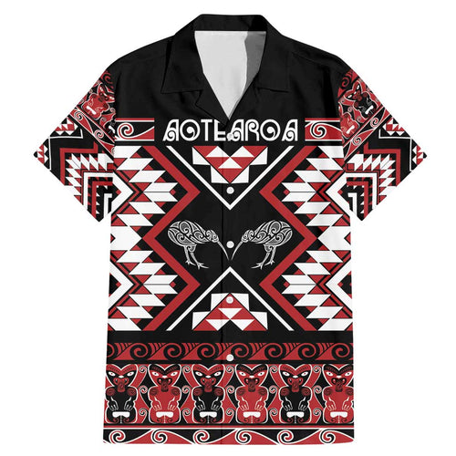 Personalised Taniko Motifs Aotearoa Family Matching Mermaid Dress and Hawaiian Shirt Waitangi Kowhaiwhai Kiwi