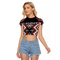 Personalised Taniko Motifs Aotearoa Raglan Cropped T Shirt Waitangi Kowhaiwhai Kiwi