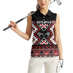 Personalised Taniko Motifs Aotearoa Women Sleeveless Polo Shirt Waitangi Kowhaiwhai Kiwi