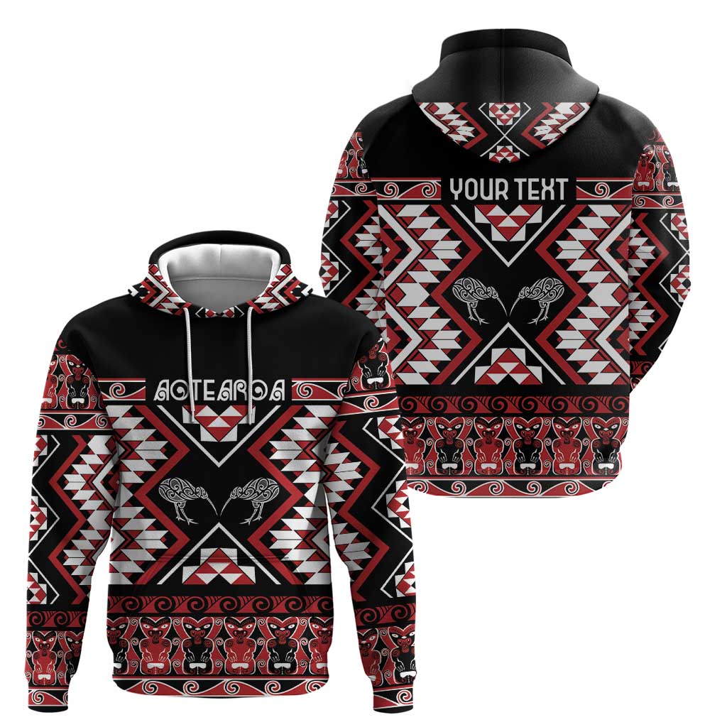 Personalised Taniko Motifs Aotearoa Zip Hoodie Waitangi Kowhaiwhai Kiwi
