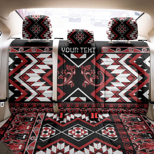 Personalised Aotearoa Waitangi Back Car Seat Cover Taniko Motifs - Mania Gecko