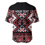 Personalised Aotearoa Waitangi Baseball Jersey Taniko Motifs - Mania Gecko