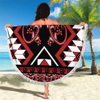 Personalised Aotearoa Waitangi Beach Blanket Taniko Motifs - Mania Gecko