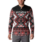 Personalised Aotearoa Waitangi Button Sweatshirt Taniko Motifs - Mania Gecko