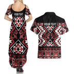 Personalised Aotearoa Waitangi Couples Matching Summer Maxi Dress and Hawaiian Shirt Taniko Motifs - Mania Gecko