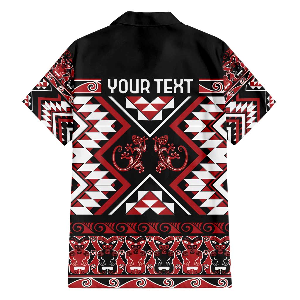 Personalised Aotearoa Waitangi Hawaiian Shirt Taniko Motifs - Mania Gecko