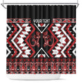 Personalised Aotearoa Waitangi Shower Curtain Taniko Motifs - Mania Gecko
