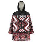Personalised Aotearoa Waitangi Wearable Blanket Hoodie Taniko Motifs - Mania Gecko