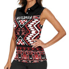 Personalised Aotearoa Waitangi Women Sleeveless Polo Shirt Taniko Motifs - Mania Gecko